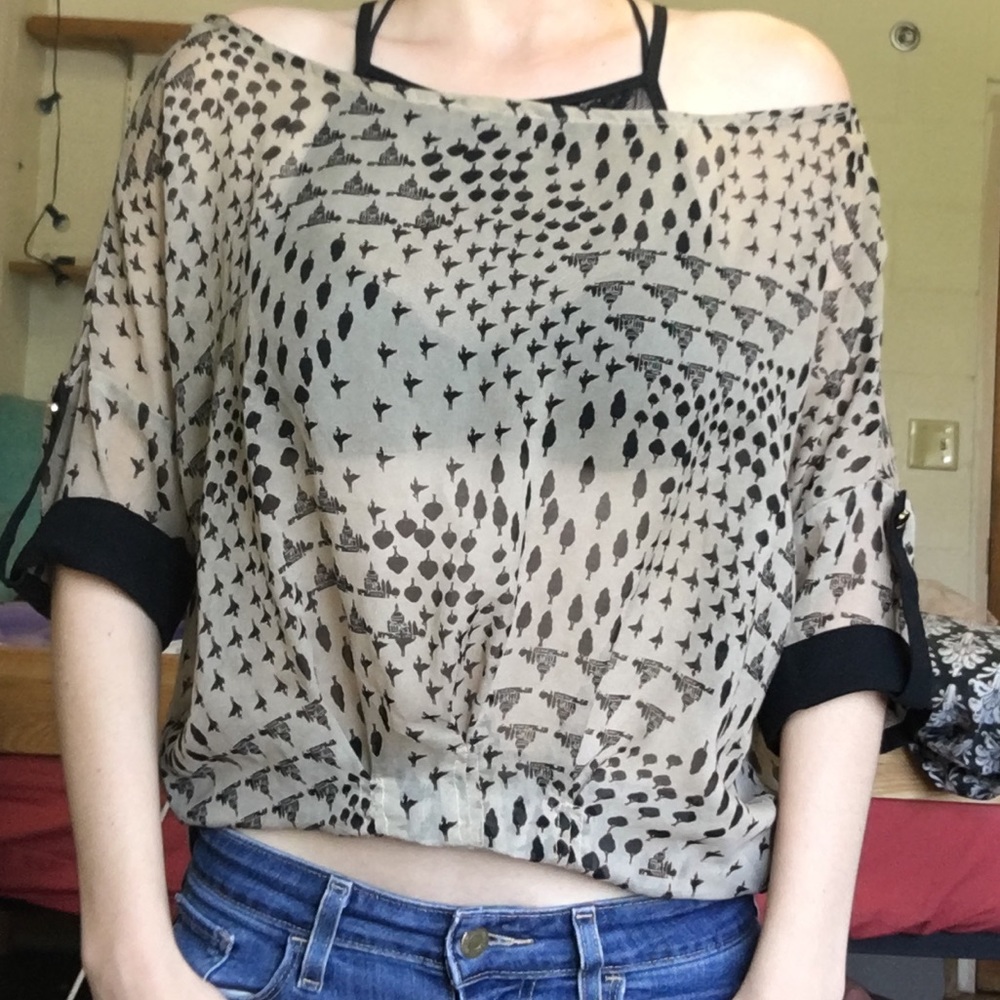 Lucy & co.; sheer shirt, size: small/ medium.